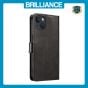 Brilliance LUX iPhone 13 Book Flip Soft PU Leather Wallet with Card Pockets Case Black