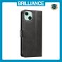 Brilliance LUX iPhone 15 Plus Book Flip Soft PU Leather Wallet with Card Pockets Case Black