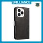 Brilliance LUX iPhone 15 Pro Book Flip Soft PU Leather Wallet with Card Pockets Case Black