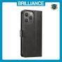 Brilliance LUX iPhone 15 Pro Max Book Flip Soft PU Leather Wallet with Card Pockets Case Black