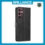 Brilliance LUX Samsung S23 Ultra Book Flip Soft PU Leather Wallet with Card Pockets Case Black