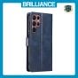Brilliance LUX Samsung S23 Ultra Book Flip Soft PU Leather Wallet with Card Pockets Case Blue