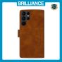 Brilliance LUX Samsung S23 Ultra Flip Premium PU Leather Wallet Business Style with Card Pockets Case Brown
