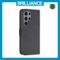 Brilliance LUX Samsung S23 Ultra Flip Book PU Leather Wallet Holder & Stand with Card Pockets Case Black
