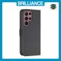 Brilliance LUX Samsung S22 Ultra Flip Book PU Leather Wallet  Holder & Stand with Card Pockets Case Black