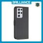 Brilliance LUX Samsung S21 Ultra Flip Book PU Leather Wallet Holder & Stand with Card Pockets Case Black