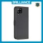 Brilliance LUX Samsung A42 5G Flip Book PU Leather Wallet  Holder & Stand with Card Pockets Case Black