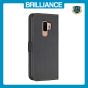 Brilliance LUX Samsung S9 Plus Flip Book PU Leather Wallet Holder & Stand with Card Pockets Case Black