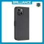 Brilliance LUX iPhone 15 Flip Book PU Leather Wallet Holder & Stand with Card Pockets Case Black