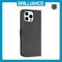 Brilliance LUX iPhone 15 Pro Max Flip Book PU Leather Wallet  Holder & Stand with Card Pockets Case Black