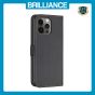Brilliance LUX iPhone 12 / 12 Pro Flip Book PU Leather Wallet  Holder & Stand with Card Pockets Case Black