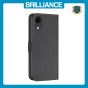 Brilliance LUX iPhone XR Flip Book PU Leather Wallet  Holder & Stand with Card Pockets Case Black