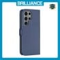 Brilliance LUX Samsung S23 Ultra Flip Book PU Leather Wallet Holder & Stand with Card Pockets Case Blue