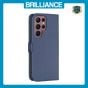 Brilliance LUX Samsung S22 Ultra Flip Book PU Leather Wallet Holder & Stand with Card Pockets Case Blue