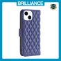 Brilliance LUX iPhone 15 Flip Book PU real Leather Wallet Holder & Kickstand with Card Pockets Case Blue