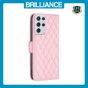 Brilliance LUX Samsung S21 Ultra Flip Book PU real Leather Wallet Holder & Kickstand with Card Pockets Case Pink