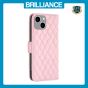 Brilliance LUX iPhone 15 Plus/14 Plus Flip Book PU real Leather Wallet Holder & Kickstand with Card Pockets Case Pink