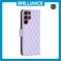 Brilliance LUX Samsung S22 Ultra Flip Book PU real Leather Wallet Holder & Kickstand with Card Pockets Case Purple