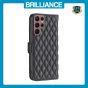 Brilliance LUX Samsung S22 Ultra Flip Book PU real Leather Wallet Holder & Kickstand with Card Pockets Case Black