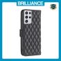Brilliance LUX Samsung S21 Ultra Flip Book PU real Leather Wallet Holder & Kickstand with Card Pockets Case Black