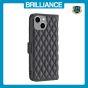 Brilliance LUX iPhone 15 Plus/14 Plus Flip Book PU real Leather Wallet Holder & Kickstand with Card Pockets Case Black