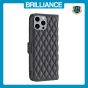 Brilliance LUX iPhone 15 Pro Max Flip Book PU real Leather Wallet Holder & Kickstand with Card Pockets Case Black
