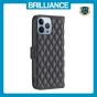 Brilliance LUX iPhone 13 Pro Flip Book PU real Leather Wallet Holder & Kickstand with Card Pockets Case Black