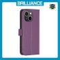 Brilliance LUX iPhone 15 Plus Flip PU Genuine Leather Detachable Strong Magnetic Wallet with Card Pockets Case Purple