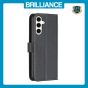Brilliance LUX Samsung S23 FE Flip Book PU Genuine Leather Detachable Strong Magnetic Wallet with Card Pockets Case Black