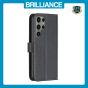Brilliance LUX Samsung S23 Ultra Flip Book PU Genuine Leather Detachable Strong Magnetic Wallet with Card Pockets Case Black