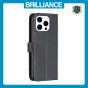 Brilliance LUX iPhone 15 Pro Max Flip Book PU Genuine Leather Detachable Strong Magnetic Wallet with Card Pockets Case Black