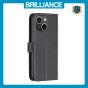 Brilliance LUX iPhone 13/14 Flip Book PU Genuine Leather Detachable Strong Magnetic Wallet with Card Pockets Case Black