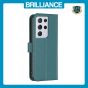 Brilliance LUX Samsung S21 Ultra Flip Book PU Genuine Leather Detachable Strong Magnetic Wallet with Card Pockets Case Green