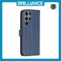 Brilliance LUX Samsung S23 Ultra Flip Book PU Genuine Leather Detachable Strong Magnetic Wallet with Card Pockets Case Blue