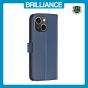 Brilliance LUX iPhone 15 Plus Flip Book PU Genuine Leather Detachable Strong Magnetic Wallet with Card Pockets Case Blue