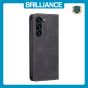 Brilliance LUX Samsung S23 Plus Flip PU Leather Stitching Colors Dark Magnetic Wallet with Card Pockets Case Black
