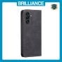Brilliance LUX Samsung A14 5G Flip PU Leather Stitching Colors Dark Magnetic Wallet with Card Pockets Case Black
