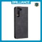 Brilliance LUX Samsung S21 Ultra Flip PU Leather Stitching Colors Dark Magnetic Wallet with Card Pockets Case Black