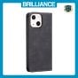 Brilliance LUX iPhone 13 Mini Flip PU Leather Stitching Colors Dark Magnetic Wallet with Card Pockets Case Black