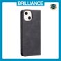 Brilliance LUX iPhone 13 Flip PU Leather Stitching Colors Dark Magnetic Wallet with Card Pockets Case Black