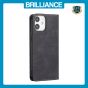 Brilliance LUX iPhone 12 Mini Flip PU Leather Stitching Colors Dark Magnetic Wallet with Card Pockets Case Black