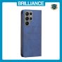 Brilliance LUX Samsung S23 Ulltra Flip PU Leather Stitching Colors Dark Magnetic Wallet with Card Pockets Case Blue