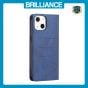 Brilliance LUX iPhone 14 Plus Flip PU Leather Stitching Colors Dark Magnetic Wallet with Card Pockets Case Blue