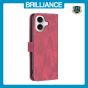 Brilliance LUX iPhone 16 Flip PU Leather Retro Business linear Wallet with Card Pockets Case Red