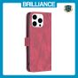 Brilliance LUX iPhone 16 Pro Flip PU Leather Retro Business linear Wallet with Card Pockets Case Red