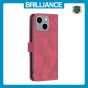 Brilliance LUX iPhone 15 Plus Flip PU Leather Retro Business linear Wallet with Card Pockets Case Red