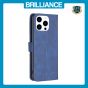 Brilliance LUX iPhone 16 Pro Max Flip PU Leather Retro Business linear Wallet with Card Pockets Case Blue