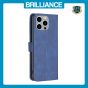 Brilliance LUX iPhone 15 Pro Max Flip PU Leather Retro Business linear Wallet with Card Pockets Case Blue
