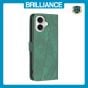 Brilliance LUX iPhone 16 Flip PU Leather Retro Business linear Wallet with Card Pockets Case Green