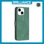 Brilliance LUX iPhone 15 Flip PU Leather Retro Business linear Wallet with Card Pockets Case Green